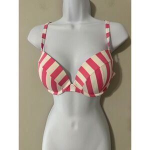Victoria's Secret Pink Stripe Push Up Bikini Swim Top Bra 34D NWOT‎